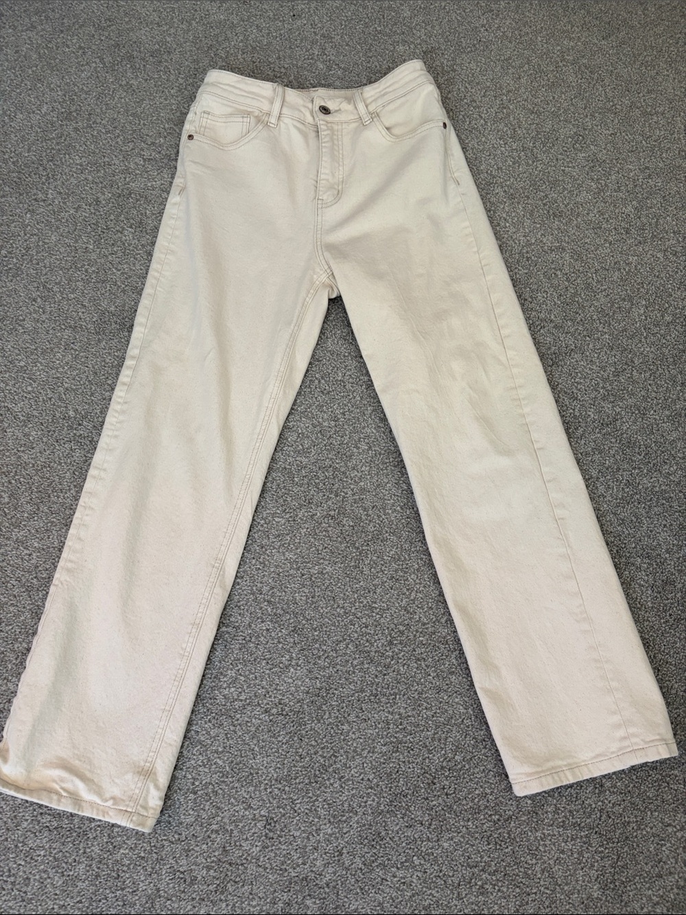 Women’s High Rise Cream Straight-Leg Jeans (slightly cropped)